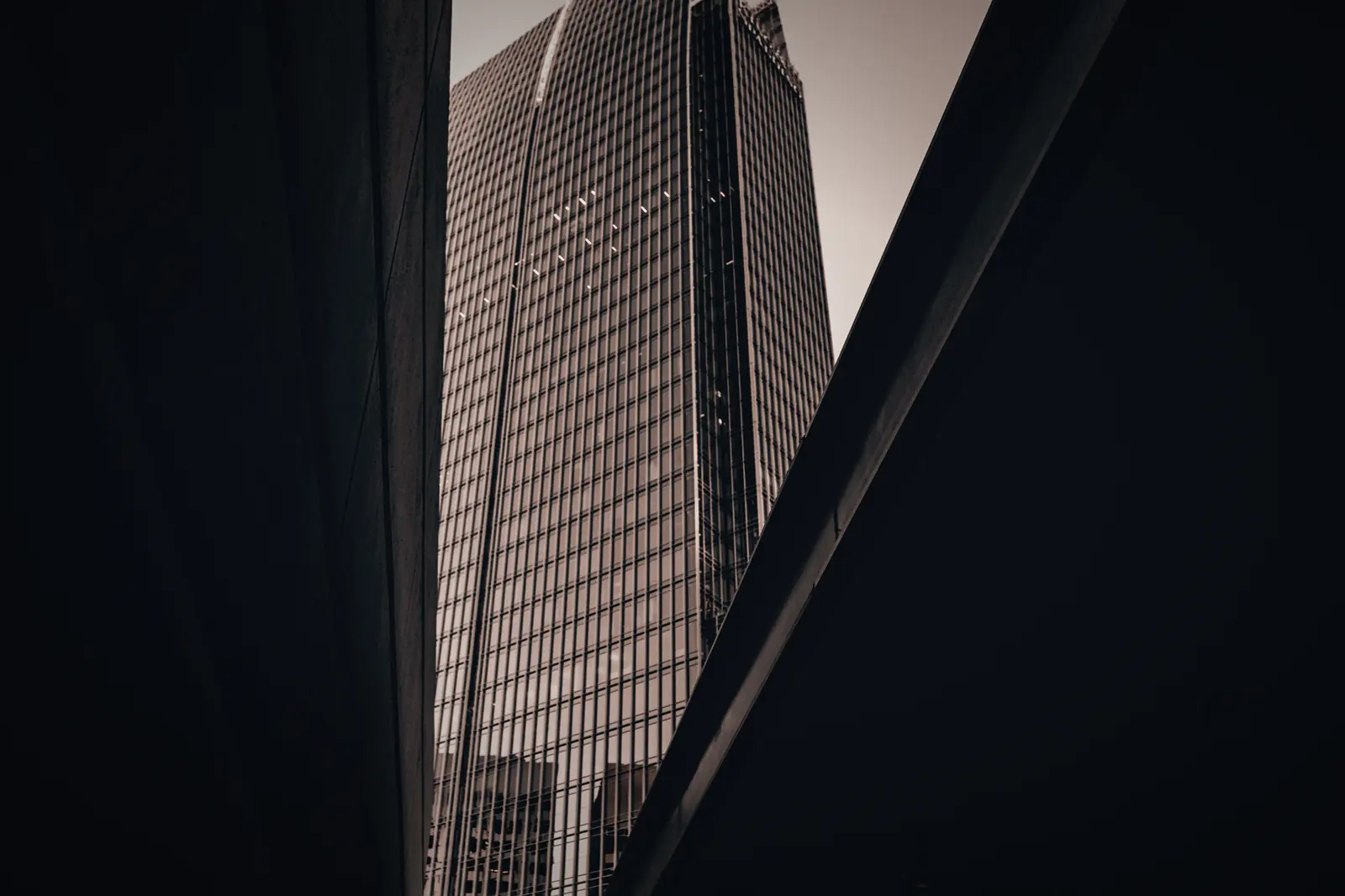 A tower from a low angle, cutting the sky